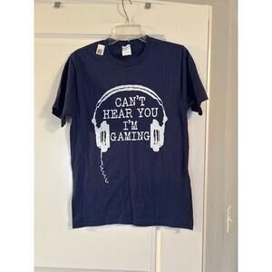 NWT Men's Size Small T-Shirt Navy Blue Can't Hear You I'm Gaming Short Sleeve